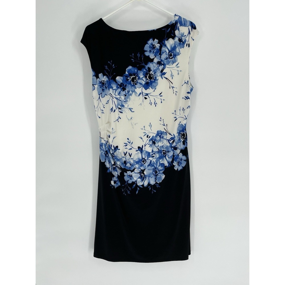 Lauren Ralph Lauren Womens Size 16 Lined Blue Floral Print Wear to Work Dress